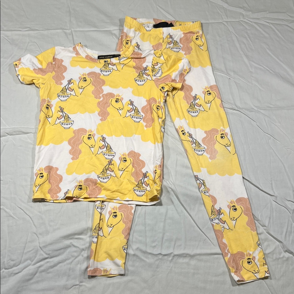 Kids Mini Rodini Kids set - top and Leggings - Raman Unicorn design size 6/7